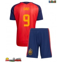 Camisa de Futebol Espanha Paez Gavi #9 Equipamento Principal Infantil Mundo 2026 Manga Curta (+ Calças curtas)